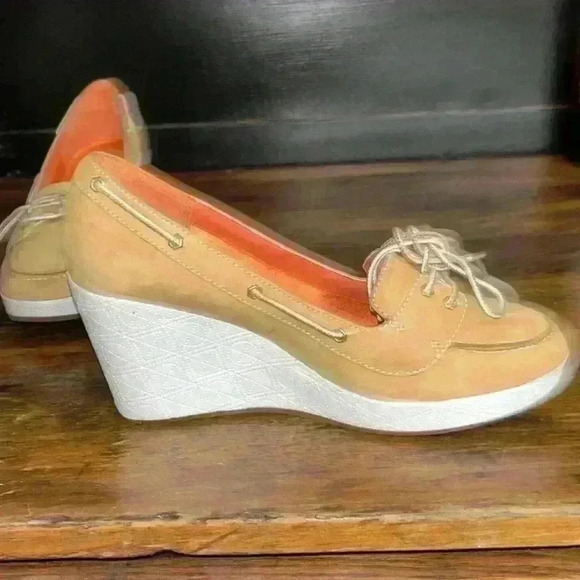 Timberland Women Leather Skipher Mule Like New 3”Wedge With‎ Classic Logo Sz 8 - Picture 8 of 12